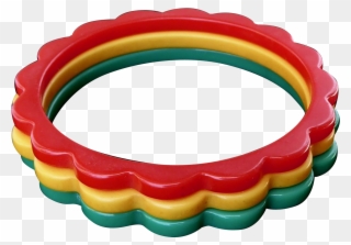 Art Deco Bakelite Scalloped Daisy Bangles Red Yellow Clipart