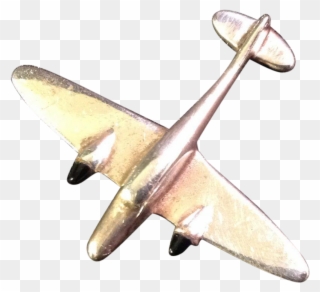 Vintage Sterling Silver And Onyx Airplane Pin Clipart