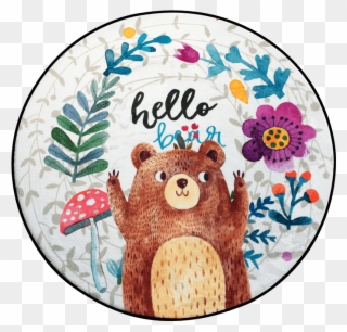 Hand Painted Bear Round Carpets For Living Room Computer Clipart