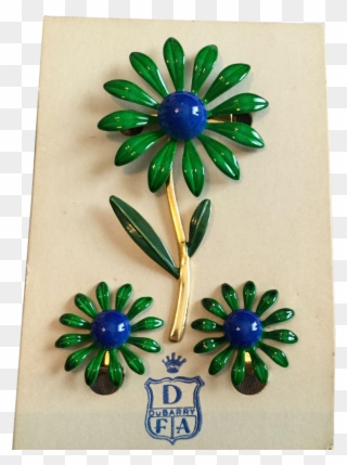 Vintage Dubarry Green And Blue Enamel Daisy Pin And Clipart