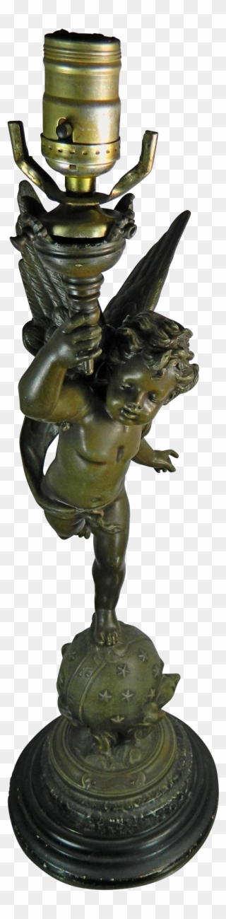 Antique Bronze & Spelter Statue Of A Cherub By Emil Clipart