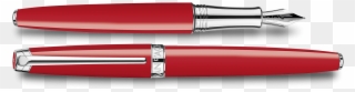 Fountain Pen Léman Scarlet Red Silver Plated Rhodium Clipart