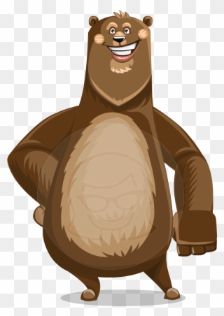 Happy Bear Vector Cartoon Character - Bear Cartoon Characters Png Clipart