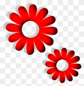 Red Flower Clipart Line Art Vector - Red Flower Vector Png Transparent Png