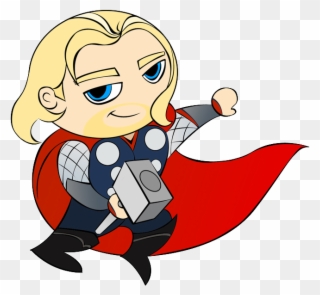 Cartoon Pencil And In Color - Thor Cartoon Clipart