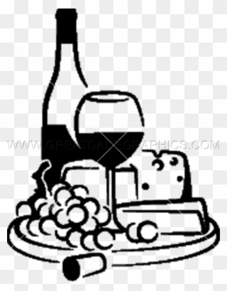 Svg Transparent Library Cheese Clipart Black And White - Wine And Cheese Clipart Black And White - Png Download