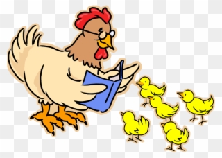 Pre-school Story Time - Chicken Reading A Book Clipart