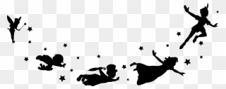 Peter Pan And Friends Flying - Peter Pan Flying Silhouette Png Clipart