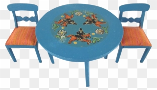 Lundby 3/4" Blue Leksand Table And 2 Chairs Dollhouse Clipart