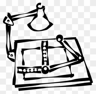 Vector Illustration Of Lamp On Drafting Table Used Clipart