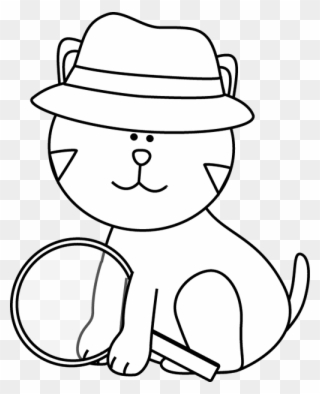 Detective Clip Art - Cute Detective Clipart Black And White - Png Download