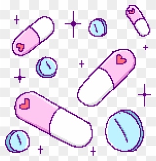 Pixel Pills Kawaii Pink Wicca Pretty Sparkles - Pixel Art Pills Clipart