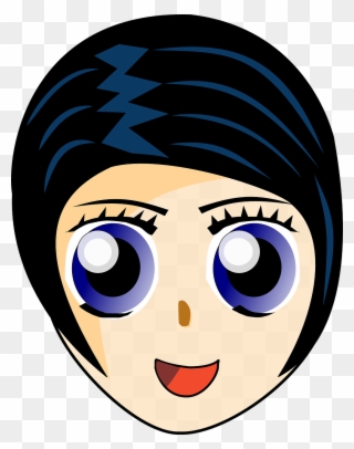 Cartoon Blue Eyes Black Hair Clipart