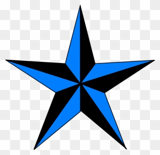 Blue Black Texas Star Clip Art - Old School Star Tattoo - Png Download