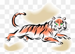 Leaping Tiger - Tiger Cartoon Laying Down Clipart
