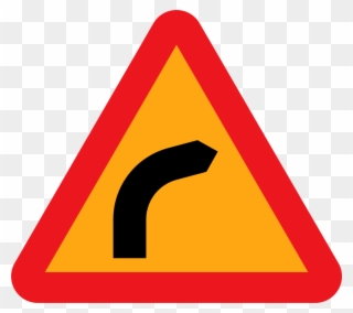 Free Vector Dangerous Bend Bend To Right Clip Art - Dangerous Right Bend Sign - Png Download
