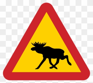 Danger Clipart Road Work Sign - Sweden Moose Road Sign - Png Download
