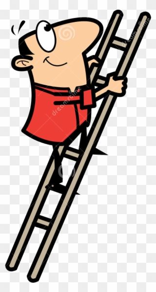 Image Freeuse Stock Climbing A Ladder Clipart - Cartoon Man Climbing Ladder - Png Download