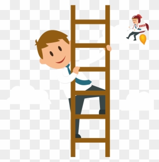Svg Climbing A Ladder Clipart - Climb Cartoon - Png Download
