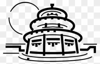 Vector Illustration Of Temple Of Heaven, Medieval Taoist Clipart