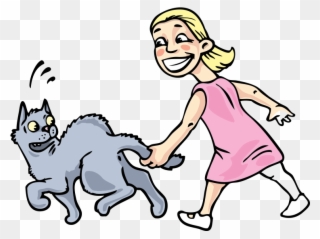 Clipart Kedi Kuyruğu Çeken Yaramaz Kız - Png Download