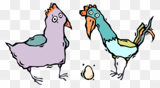 Vector Illustration Of Domestic Farm Hen Bird And Rooster Clipart