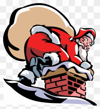 Vector Illustration Of Santa Claus Goes Down Chimney Clipart