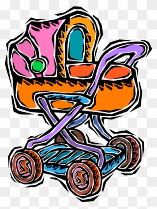 Vector Illustration Of Baby Carriage Pram Stroller Clipart