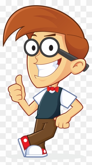 Image For Free Nerd Geek Leaning On An Empty Block Clipart