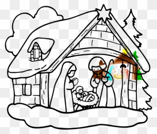 Manger House Clip Art - Christmas Crib Drawing Easy - Png Download