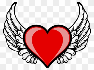 Hearts Clipart Volleyball - Love Heart With Wings - Png Download