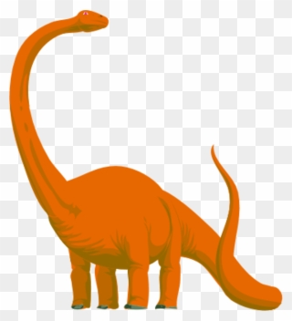 Dinosaur Tail Cliparts - Orange Long Neck Dinosaur - Png Download