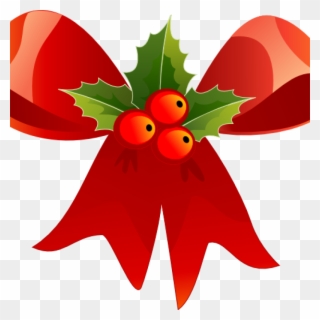 Picture Of Christmas Holly Clip Art Christmas Holly - Red Ribbon Christmas Png Transparent Png