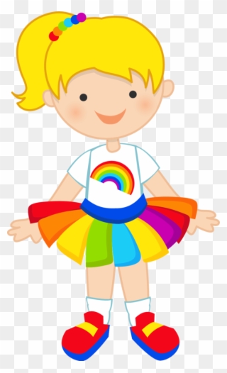 Rainbow Clipart, Girl Clipart, Cute Clipart, Rainbow - Pretty Clipart - Png Download