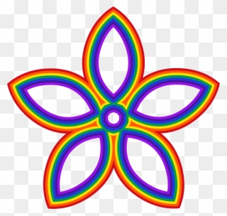 Clipart - Rainbow Flowers Clipart - Png Download