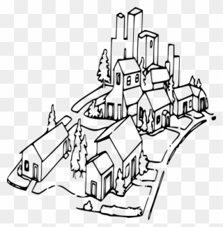 Community Drawing Cliparts - Neighborhood Clipart Black And White - Png Download