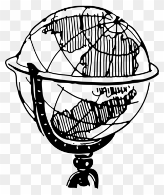 World Map History Black And White Drawing - Globe Clip Art Black - Png Download