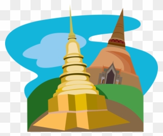 Vector Illustration Of Buddhist Phrathat Hariphunchai Clipart
