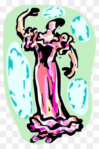 Vector Illustration Of Spanish Flamenco Dancer Dancing Clipart