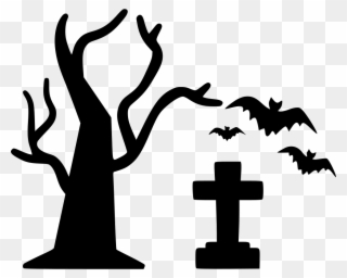 Tree Graveyard Bats Flying Clipart