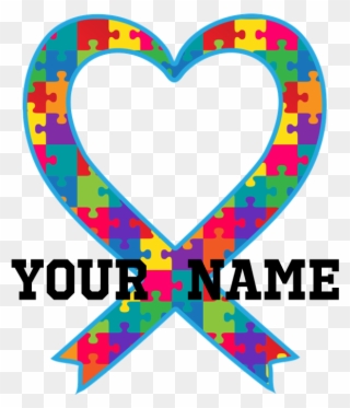 Autism Ribbon Heart Personalized Tote Bag Clipart