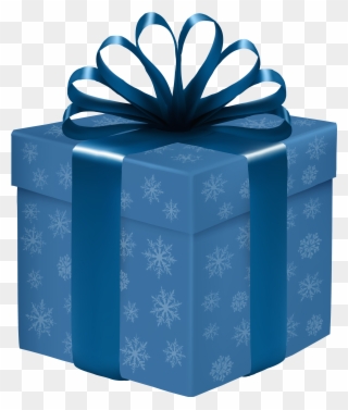 Blue Gift Box With Snowflakes Png Clipart - Caja De Regalo Azul Transparent Png