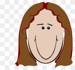 Brown Woman Hair Picture Clipart - Cartoon Clip Woman Face With Brown Hair - Png Download