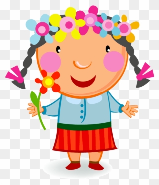 Girl Clipartcute Kidsflower Girlskindergartenlittle - Cultural Kids - Png Download