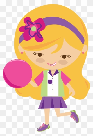 Little Girl Clipart Bowling Pencil And In Color Little - Kids At Ten Pin Bowling Cartoon Png Transparent Png