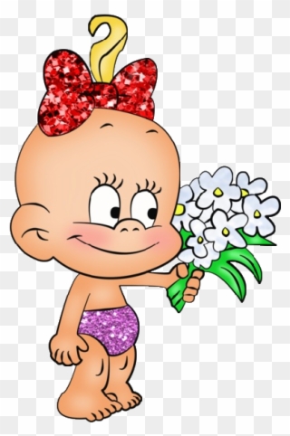 Cute Baby With Flowers Cartoon Clip Art Images Are - Clip Art - Png Download
