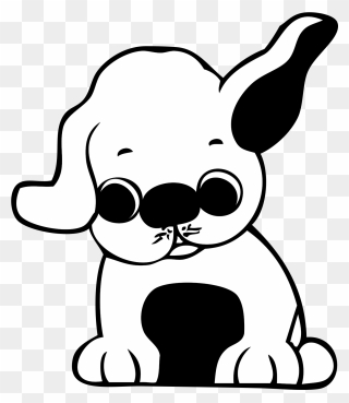 Puppy Clipart Black And White - Png Download