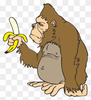 Svg Transparent Clipart Ape - Gorilla With Banana - Png Download