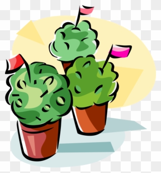 Vector Illustration Of Manjerico Decorated Pot Of Basil Clipart