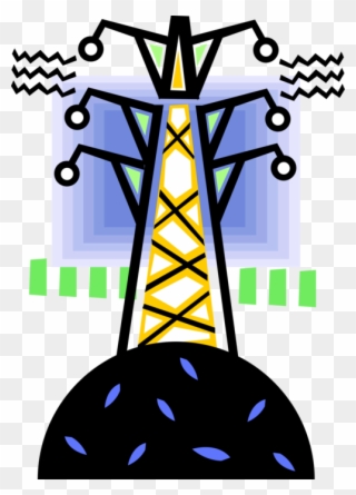 Vector Illustration Of Transmission Tower Carries Electrical Clipart